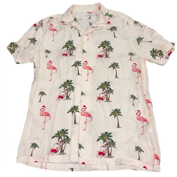 Denim & Dlower Ricky Singh Other - Denim & Flower Ricky Singh Flamingo Tropical Button Up Shirt Men’s Medium